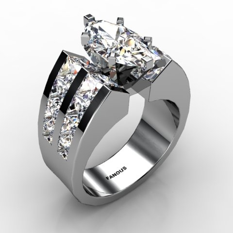 18k White Gold Engagement Ring 4ct - 1001879-18kw